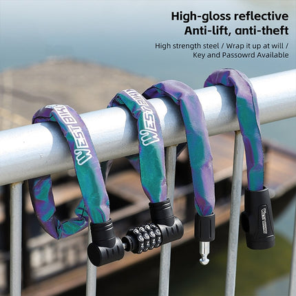 2065 Antivol para bicicleta cadena reflectante portátil con 2 llaves