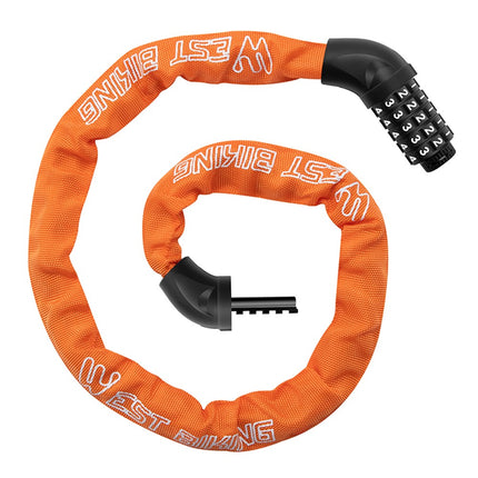 2107 Candado para bicicleta con cadena y combinación de 5 dígitos para MTB y carretera