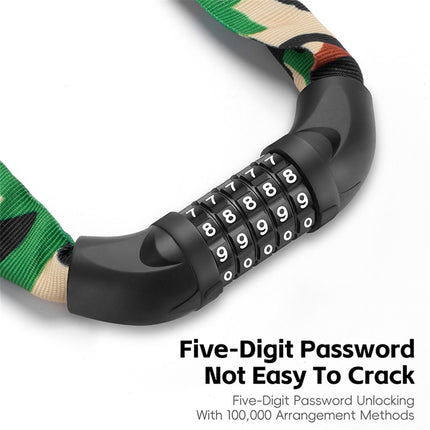 2107 Candado para bicicleta con cadena y combinación de 5 dígitos para MTB y carretera