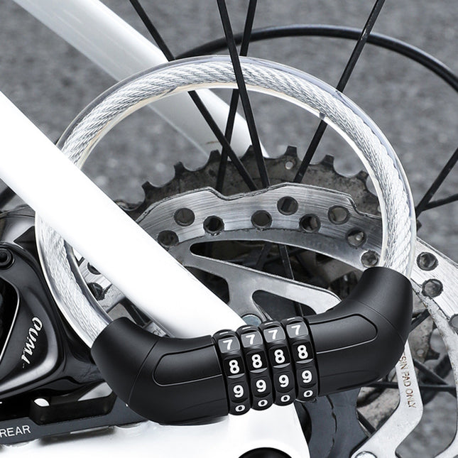 Ojačana kolesarska kabelska ključavnica s štirimestno kombinacijo WEST BIKING