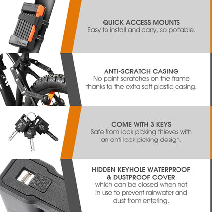 2053 Antifurto pieghevole per bicicletta, monopattino e bicicletta elettrica