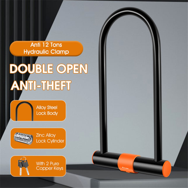 2082 Antivol U impermeable con cable, soporte y llaves para bicicleta y moto