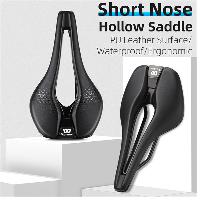 2018Selle de bicicleta corta transpirable PU con hueco central