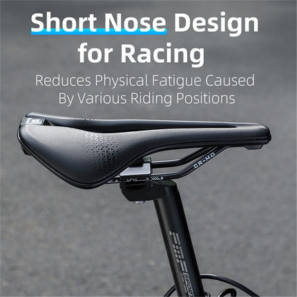 2018Selle de bicicleta corta transpirable PU con hueco central