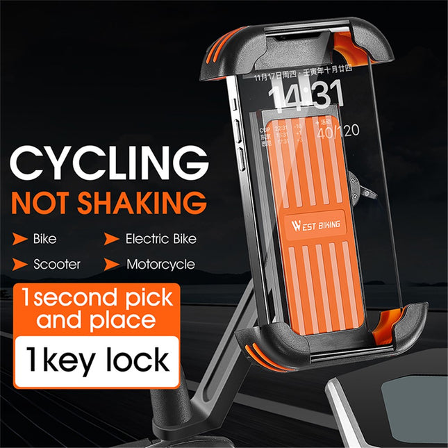 Soporte para teléfono 2016 para manillar de bicicleta, patinete, moto con fijación