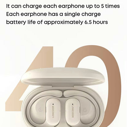 LANGSDOM TS19 Écouteurs sport sans fil BT crochet oreille étanche (Noir)