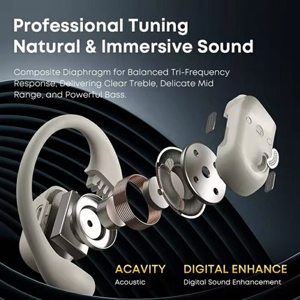 LANGSDOM TS17 Écouteurs sans fil BT crochet oreille ouvert étanche (Beige)