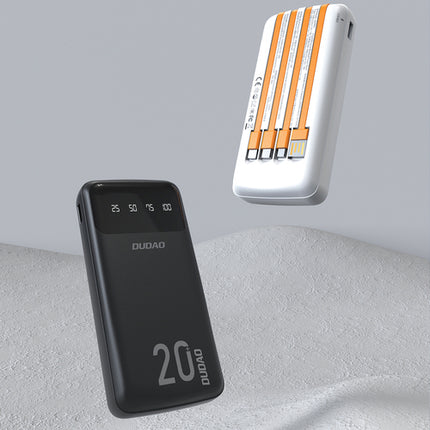 Външна батерия Dudao 20000 mAh, 3 вградени кабела (K6Pro +)