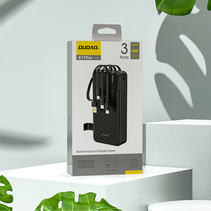 Powerbanka DUDAO K11 Pro 20000mAh s integrovanými kabely