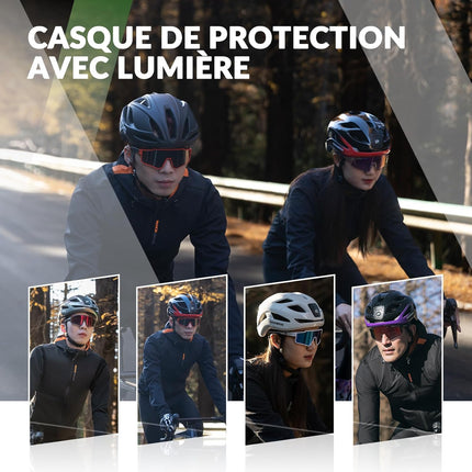 1155Casque de vélo Luminieux LED Rechargable  Réglable 57-61 cm