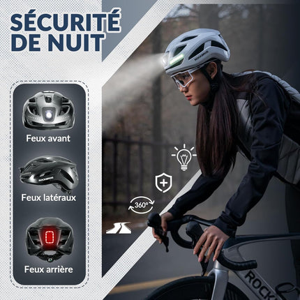 880 Casco da bici luminoso LED ricaricabile regolabile 57-61 cm