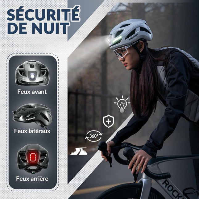 880 Casco da bici luminoso LED ricaricabile regolabile 57-61 cm