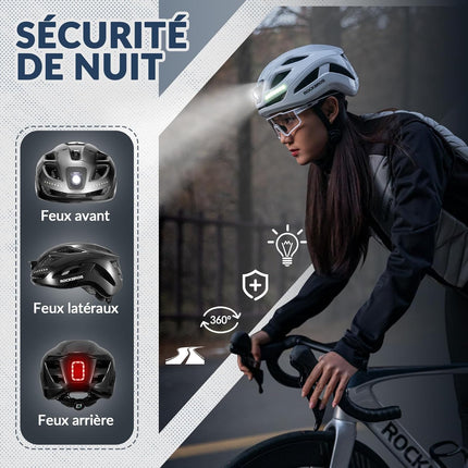 1155Casque de vélo Luminieux LED Rechargable  Réglable 57-61 cm
