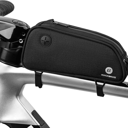 723Borsa da telaio per bicicletta 1,3 L, nera, con logo riflettente