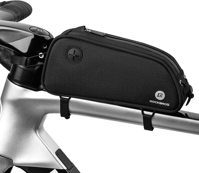 723Borsa da telaio per bicicletta 1,3 L, nera, con logo riflettente