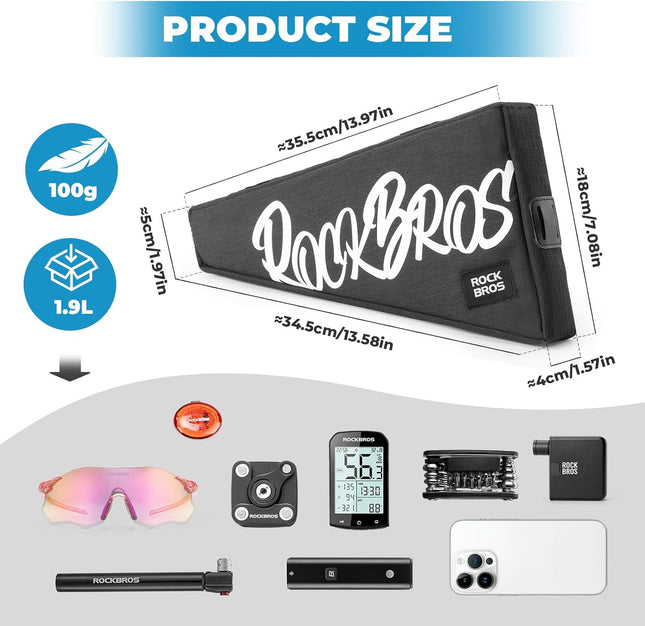 Sac de Cadre Vélo Triangle ROCKBROS (1,9L) - Bleu