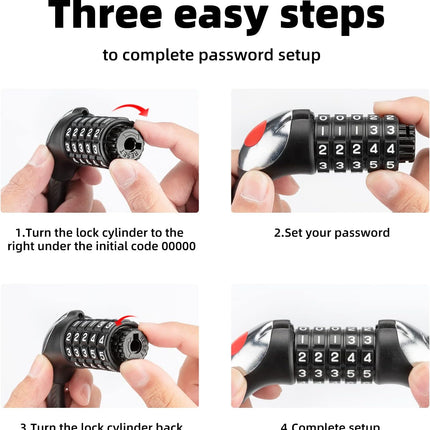 335Antifurto per Bicicletta con Cavo con Combinazione a 5 Cifre e LED