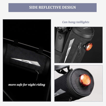 1517Sacoche de guidon de vélo noire 2 L, avec cinq sangles de fixation