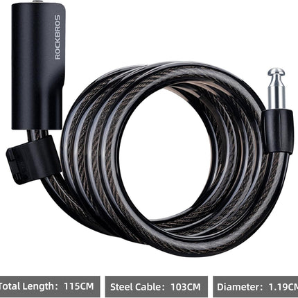 259 Antivol de Cable para Bicicleta con Llaves y Soporte