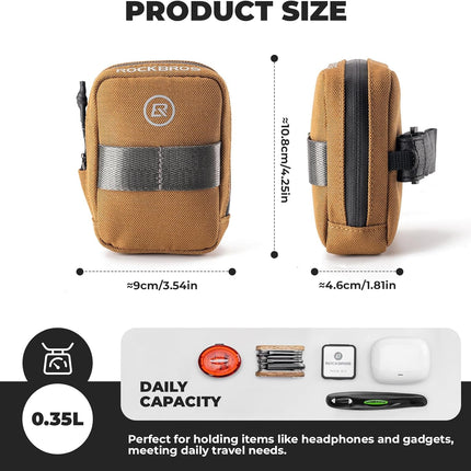 Sacoche de selle Rockbros avec porte-cartouche CO2 - Marron