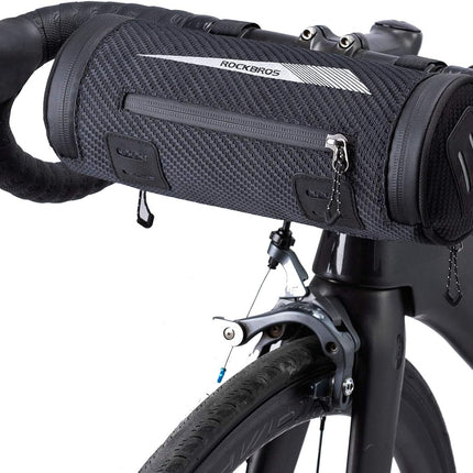 1517Sacoche de guidon de vélo noire 2 L, avec cinq sangles de fixation