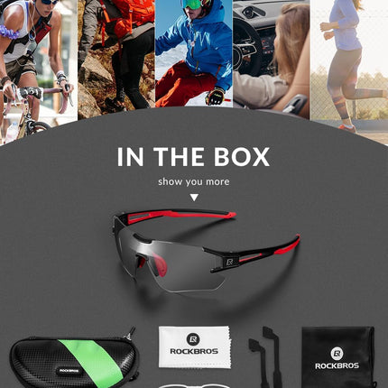 2237Lunettes photochromiques anti-uv400 - noir et rouge