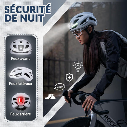 1223Casque de vélo Luminieux LED Rechargable  Réglable 57-61 cm