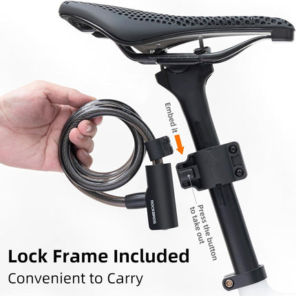 259 Antivol de Cable para Bicicleta con Llaves y Soporte