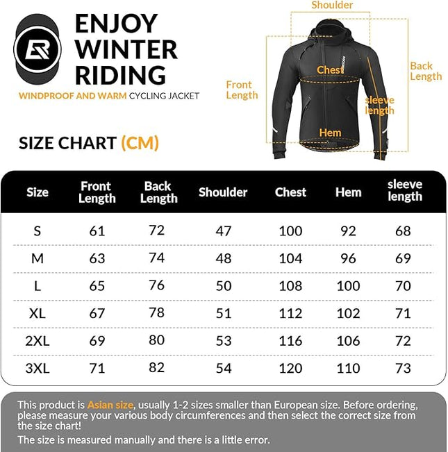 Veste Cyclisme Hiver Homme – Coupe-Vent, Polaire Thermique, Respirant