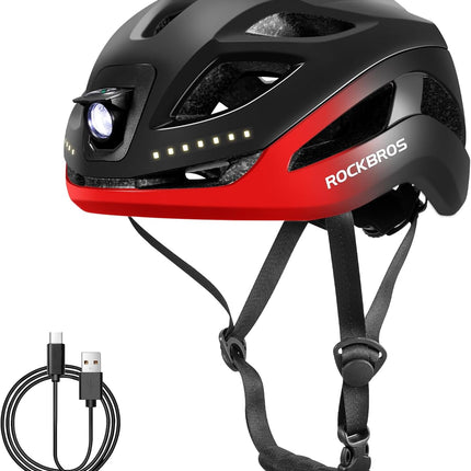 536Casco da bici luminoso LED ricaricabile regolabile 57-61 cm