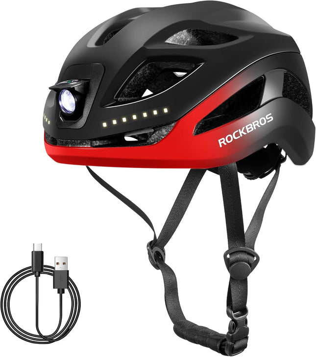 536Casco da bici luminoso LED ricaricabile regolabile 57-61 cm
