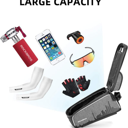 1631 Waterproof and Touchscreen Bike Frame Bag with Visor, 1.5 L