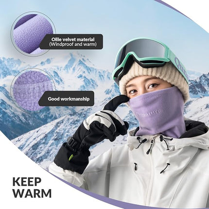 Qunature-käännettävä violetti talvikauluri fleece-materiaalista