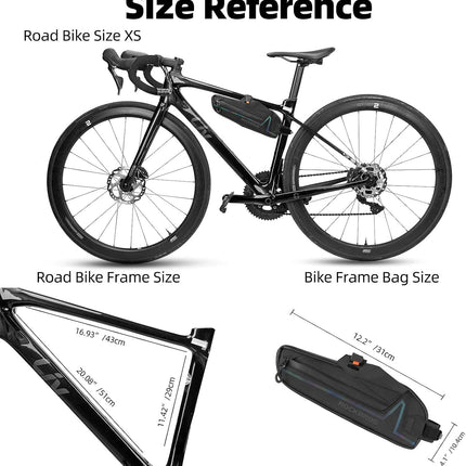 Borsa da telaio per bicicletta impermeabile e riflettente, 1,5 L