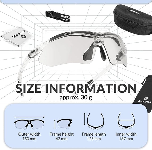 Ochelari sport 2-în-1 fotocromatici și polarizați