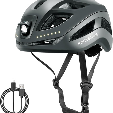 880 Casco da bici luminoso LED ricaricabile regolabile 57-61 cm