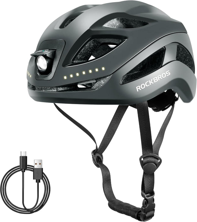 880 Casco da bici luminoso LED ricaricabile regolabile 57-61 cm