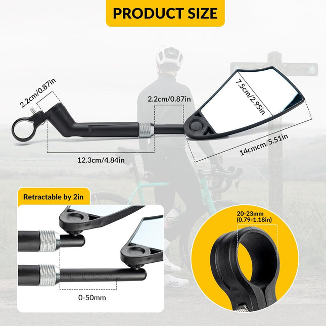 352 Bicycle Rearview Mirror Anti-Glare Rotatable 360°