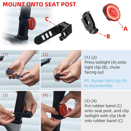 171Feu Traseiro Bicicleta Travagem Inteligente Automática IPX7 & Magnético