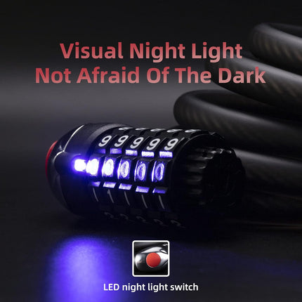 335Antifurto per Bicicletta con Cavo con Combinazione a 5 Cifre e LED