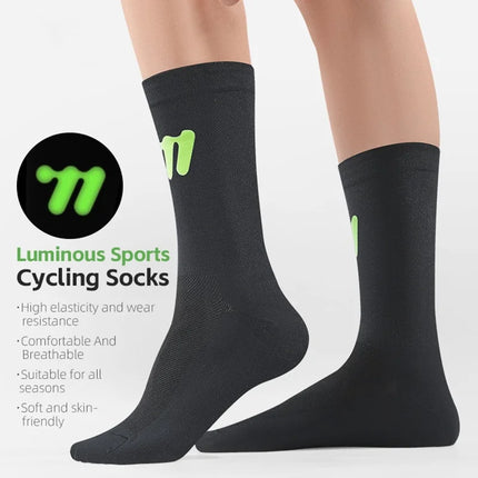 914 Calze da Sport Corsa Ciclismo Riflettenti Traspiranti - Nero