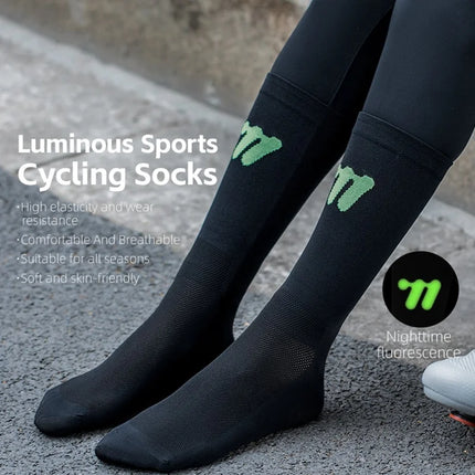 914 Calze da Sport Corsa Ciclismo Riflettenti Traspiranti - Nero