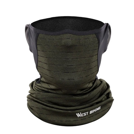 1487Cachecou Unisexe en Soie Glacée Protection Solaire Vert Armée