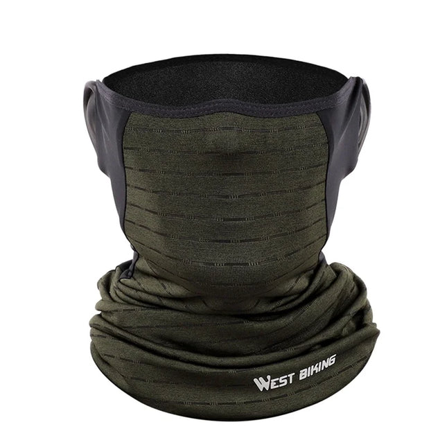 1487Cachecou Unisexe en Soie Glacée Protection Solaire Vert Armée