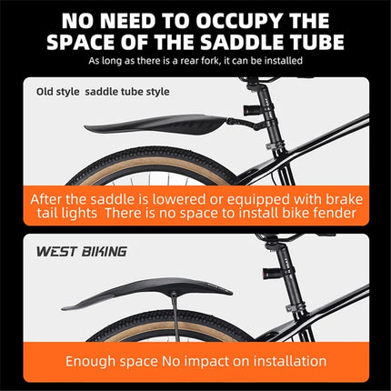 1319Garde-boue de vélo de montagne avec tiges de support réglables