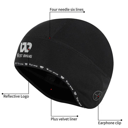 233Bonnet de cyclisme thermique coupe-vent trou pour écouteurs - Noir