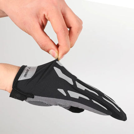 1308Moufles da ciclismo tattili riflettenti antishock a dita intere
