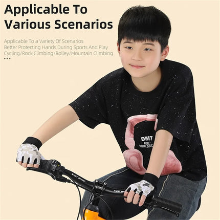 513Gants de cyclisme d&amp;#39;été pour enfants demi-doigts, antidérapants