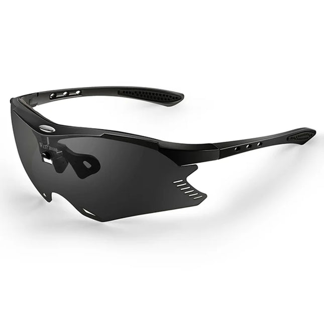 1400 UV400 Anti-UV Windproof Black Sunglasses / Dark Gray Lenses