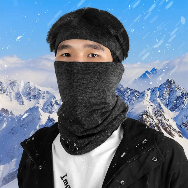 1295Cagoule Invernale Sciarpa Collo Polare Calda Elastico Nero/Grigio